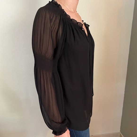 Nordstrom’s Black Chiffon Long Sleeve Blouse - Picture 3 of 5